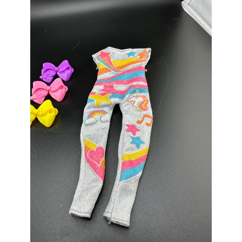 Jojo Siwa Fashion Doll Replacement outfit and‎ bow barrettes x3 Unicorn Silver